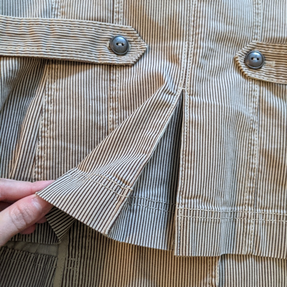 🆕 NWOT Loft Canvas Tan Pinstripe Blazer Cotton Blend - Picture 12 of 12